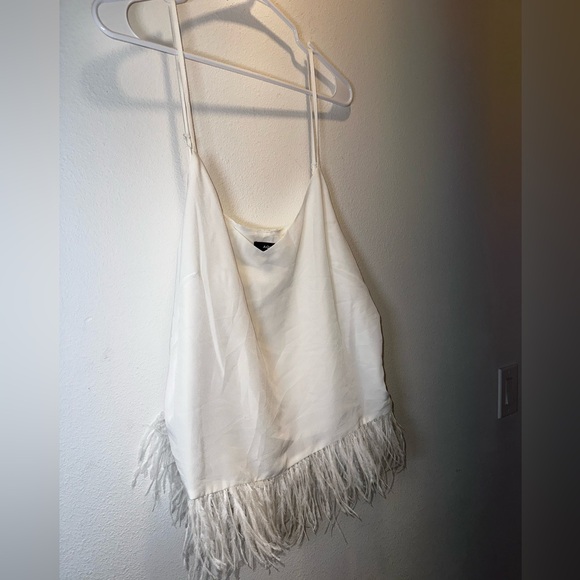 Aqua Feather Trim Camisole 100% Exclusive in White NWT Size XL - Picture 3 of 7